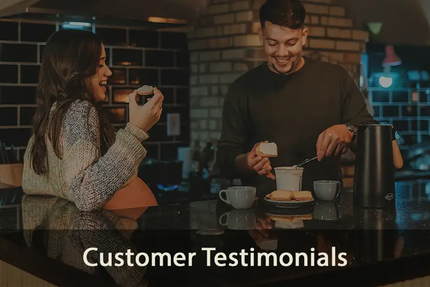 customer testimonials - couple in kitchen