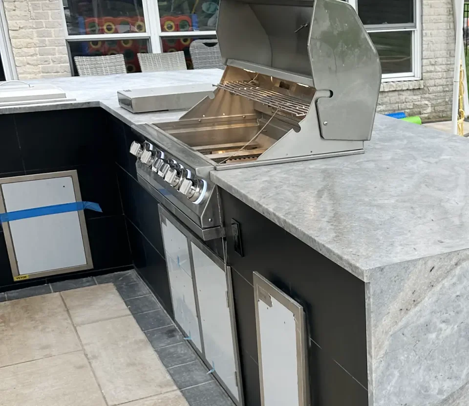 outdoor kitchen stone slab